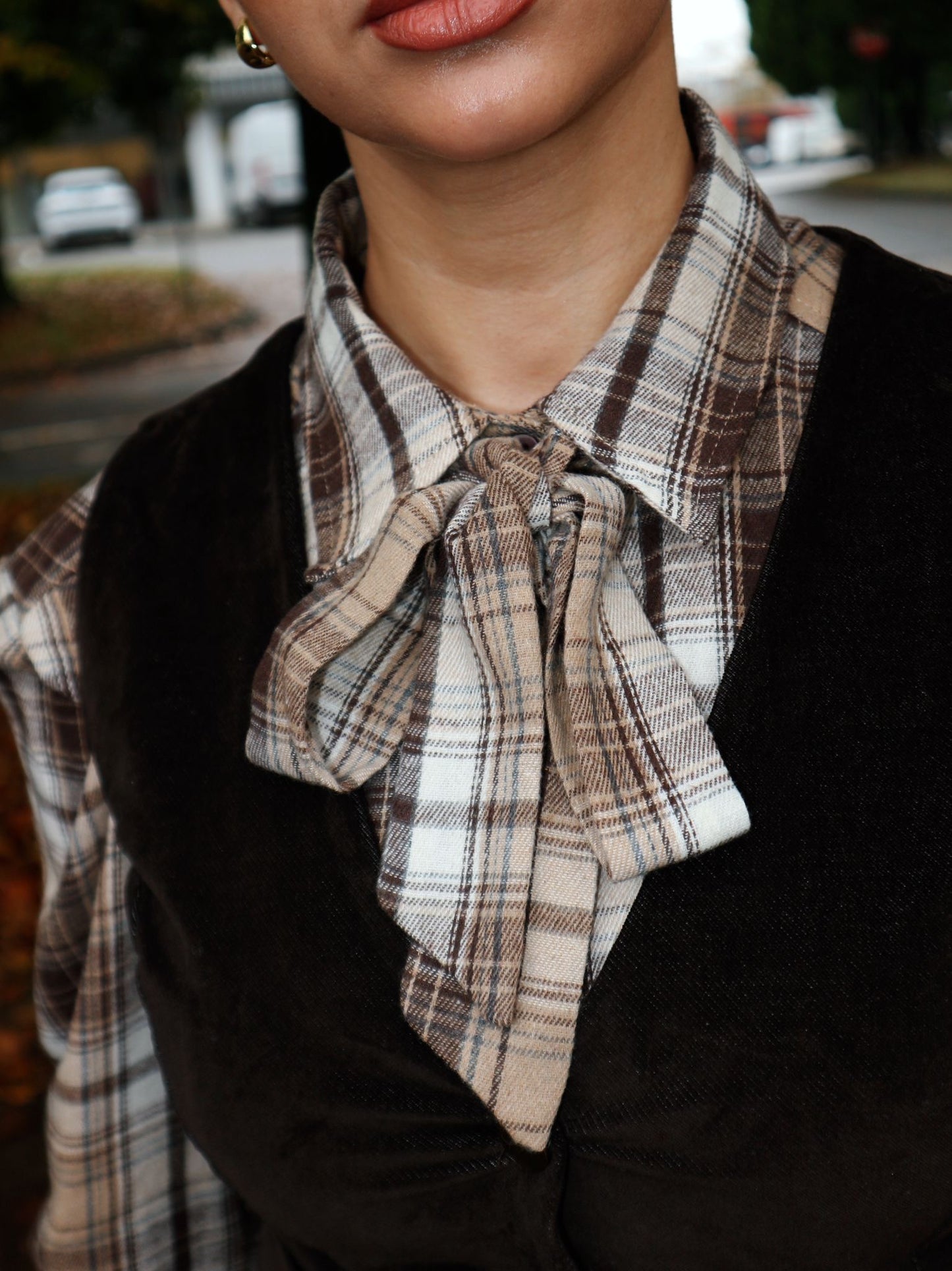 Camicia donna flanella fiocco NANEBI